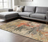 8' X 11' Beige And Pink Abstract Area Rug With Fringe