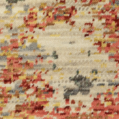8' X 11' Beige And Pink Abstract Area Rug With Fringe