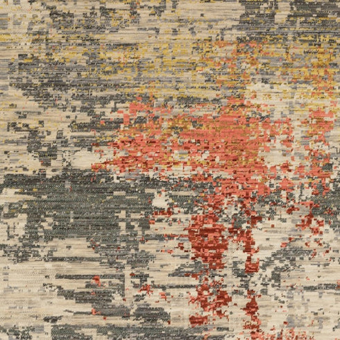8' X 11' Beige And Pink Abstract Area Rug With Fringe