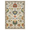 8' X 11' Ivory Red And Blue Oriental Area Rug With Fringe