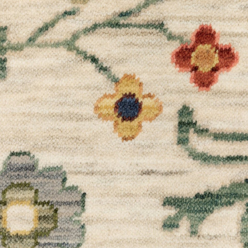 8' X 11' Ivory Red And Blue Oriental Area Rug With Fringe