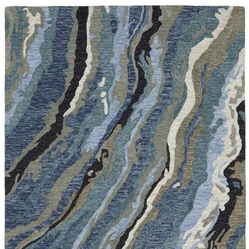 8' X 10' Blue And Teal Wool Abstract Hand Tufted Area Rug