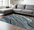 8' X 10' Blue And Teal Wool Abstract Hand Tufted Area Rug