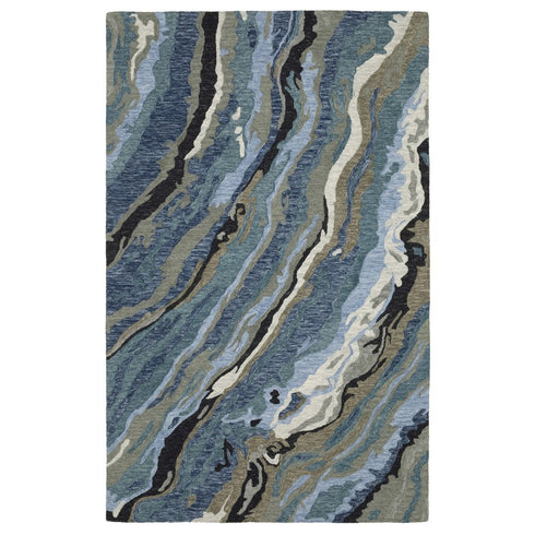 8' X 10' Blue And Teal Wool Abstract Hand Tufted Area Rug
