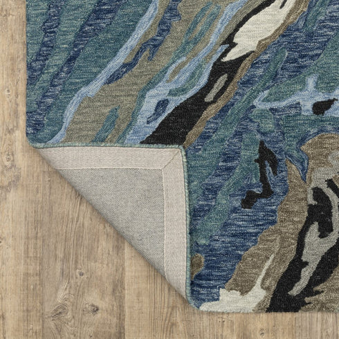 8' X 10' Blue And Teal Wool Abstract Hand Tufted Area Rug
