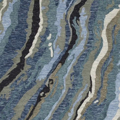 8' X 10' Blue And Teal Wool Abstract Hand Tufted Area Rug