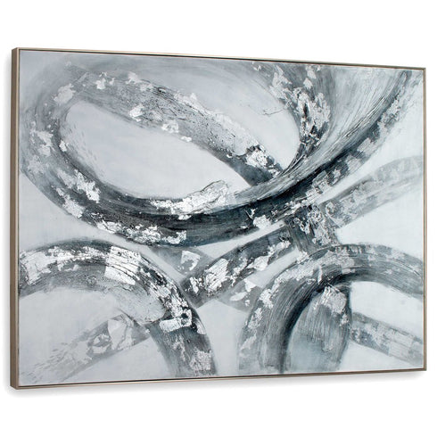 Caspian Hand Painted Silver Floater Frame Wall Art
