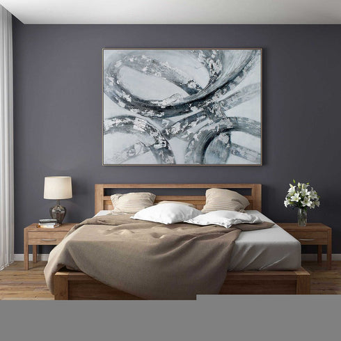 Caspian Hand Painted Silver Floater Frame Wall Art