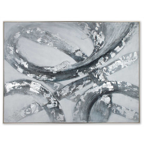 Caspian Hand Painted Silver Floater Frame Wall Art