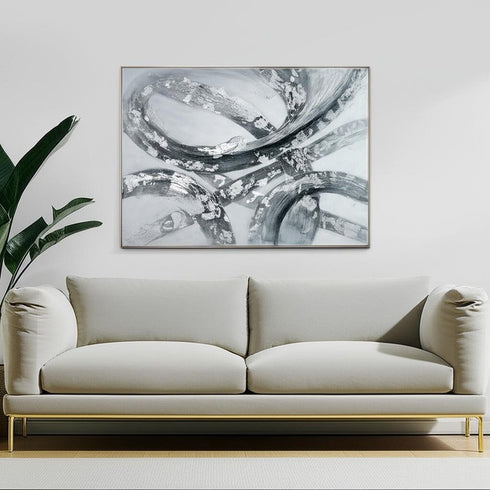 Caspian Hand Painted Silver Floater Frame Wall Art