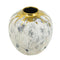 10" Ivory Gray And Gold Abstract Distressed Ceramic Round Table Vase