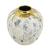 10" Ivory Gray And Gold Abstract Distressed Ceramic Round Table Vase