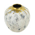 10" Ivory Gray And Gold Abstract Distressed Ceramic Round Table Vase