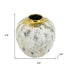 10" Ivory Gray And Gold Abstract Distressed Ceramic Round Table Vase
