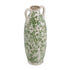16" Green And White Leaf Ceramic Amphora Table Vase