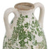 16" Green And White Leaf Ceramic Amphora Table Vase