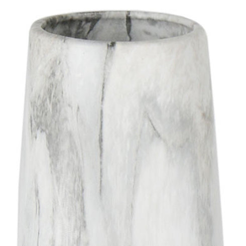 40" White Faux Marble Tapered Ceramic Floor Vase