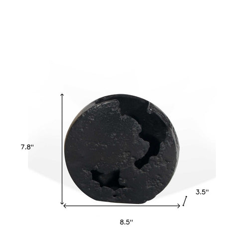 8" Black Hammered Round Aluminum Table Vase