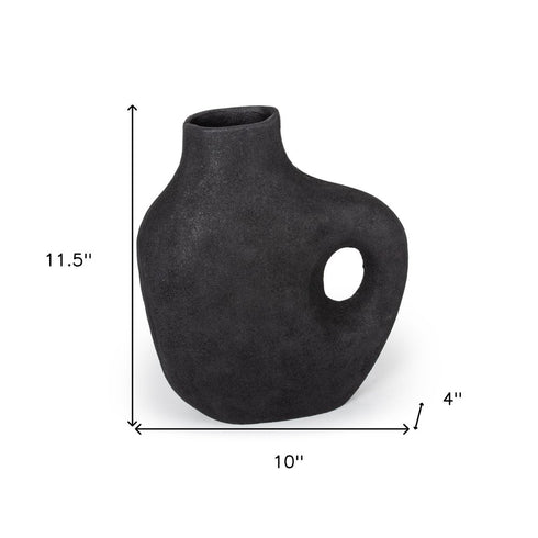 12" Black Aluminum Modern Abstract Table Vase