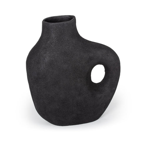 12" Black Aluminum Modern Abstract Table Vase
