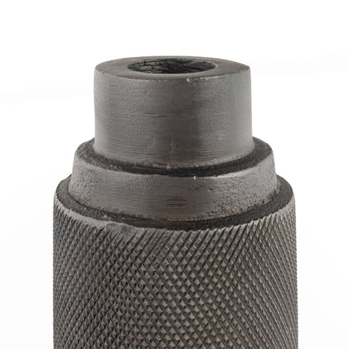 7" Gray Distressed Aluminum Geometric Tabletop Taper Candle Holder