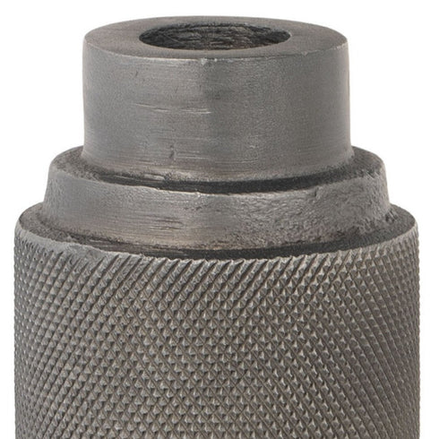 7" Gray Distressed Aluminum Geometric Tabletop Taper Candle Holder