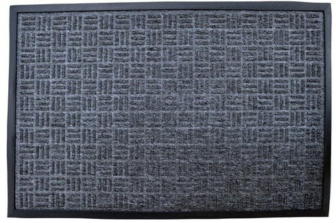24" X 36" Gray Synthetic Fiber Abstract Outdoor Door Mat