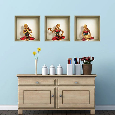 Set of Three Anna Niche 3D Square Peel and Stick Wall Decals