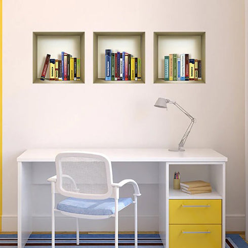 Set of Three Talla Niche 3D Square Peel and Stick Wall Decals