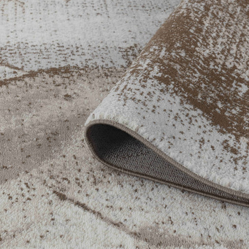 8' Brown And Beige Abstract Runner Rug