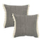 Set of Two 20" Gray And Off White Cotton Throw Pillows with Fringe