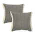 Set of Two 20" Gray And Off White Cotton Throw Pillows with Fringe