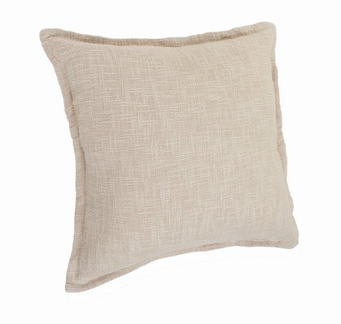 Set of Two 20" Beige Cotton Throw Pillows
