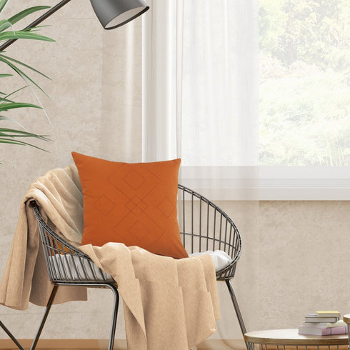 Set of Two 20" Golden Brown Geometric Throw Pillows