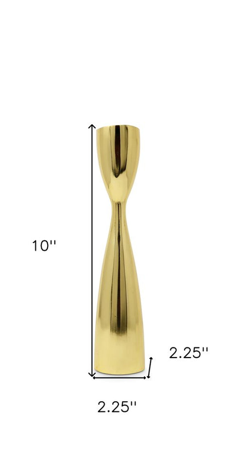 10" Gold Stainless Steel Tabletop Taper Candlestick