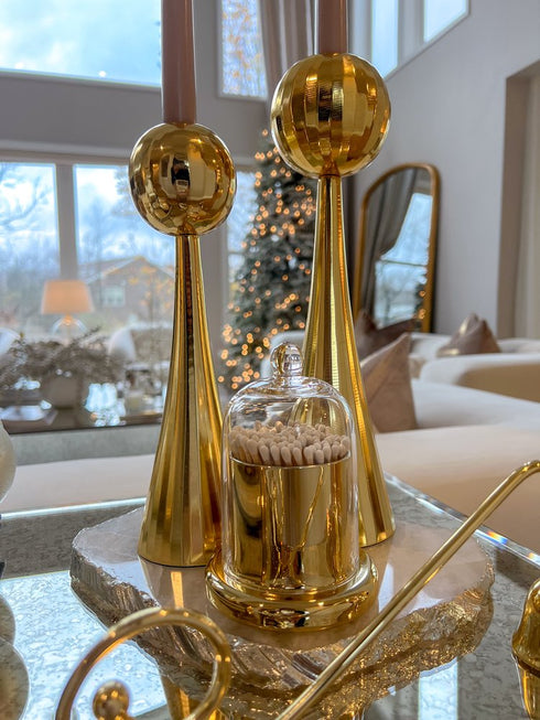 12" Gold Stainless Steel Tabletop Taper Candlestick