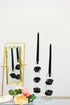 9" Black And Clear Crystal Tabletop Taper Candlestick