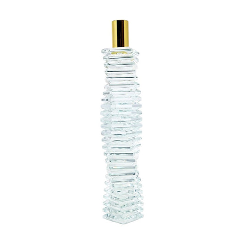 12" Clear And Gold Twisted Crystal Tabletop Taper Candlestick