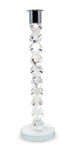 11" Clear And Silver Geo Stacks Crystal Tabletop Taper Candlestick