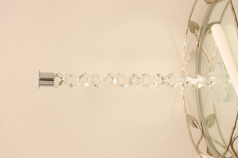 11" Clear And Silver Geo Stacks Crystal Tabletop Taper Candlestick