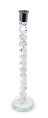14" Clear And Silver Geo Stacks Crystal Tabletop Taper Candlestick