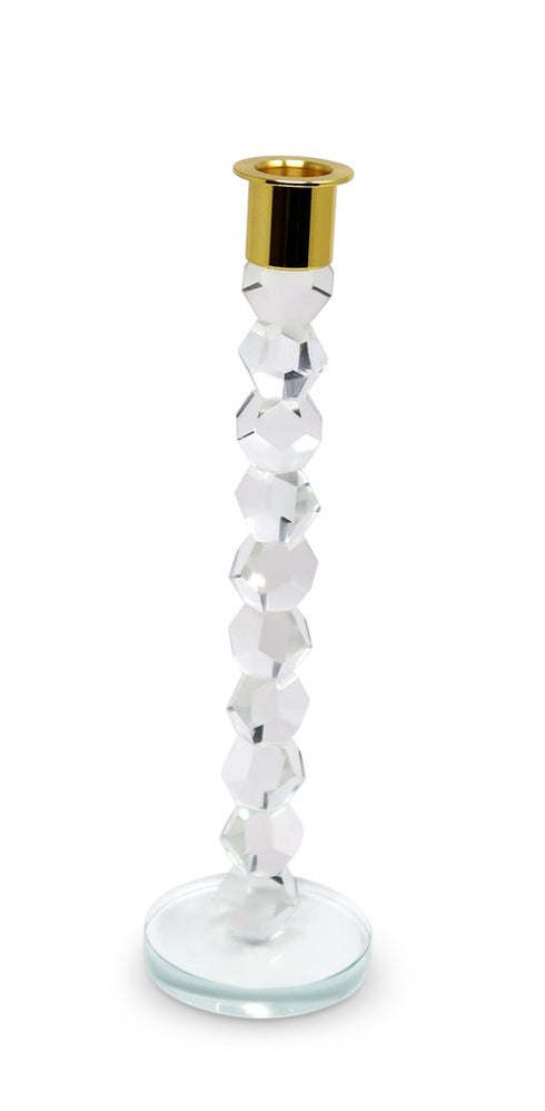 11" Gold Crystal Abstract Tabletop Candle Holder For Wedding