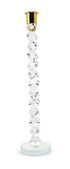 14" Clear And Gold Geo Stacks Crystal Tabletop Taper Candlestick