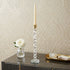 14" Clear And Gold Geo Stacks Crystal Tabletop Taper Candlestick