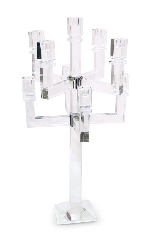 25" Clear Faceted Crystal Tabletop Candelabra Candle Holder