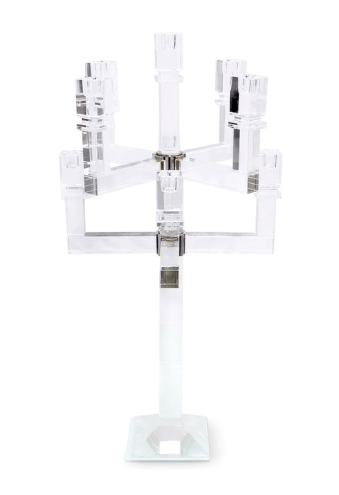 25" Clear Faceted Crystal Tabletop Candelabra Candle Holder
