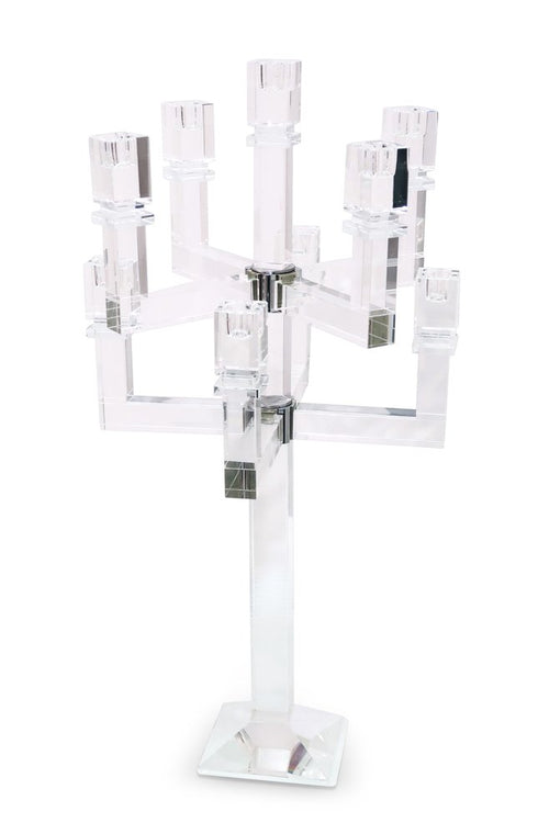 25" Clear Faceted Crystal Tabletop Candelabra Candle Holder