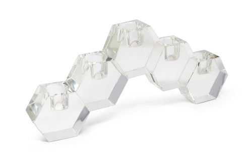 5" Clear Crystal Geometric Tabletop Candelabra Candle Holder