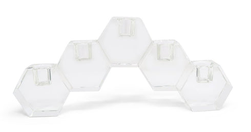 5" Clear Crystal Geometric Tabletop Candelabra Candle Holder