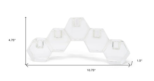 5" Clear Crystal Geometric Tabletop Candelabra Candle Holder